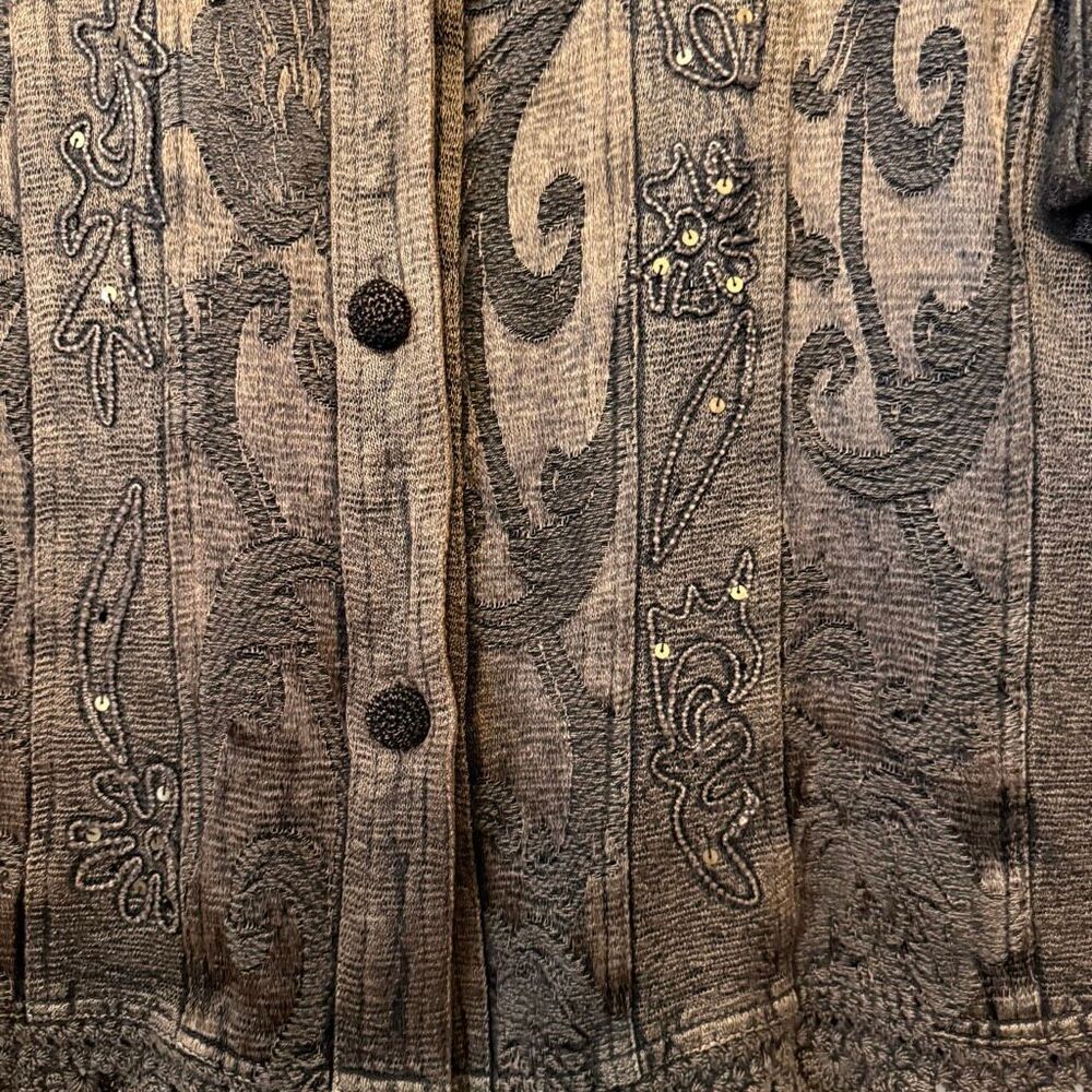 Flashback Jacket Copper Embroidered Sequined Crochet Trim Size XL Western, Goth - Picture 5 of 16